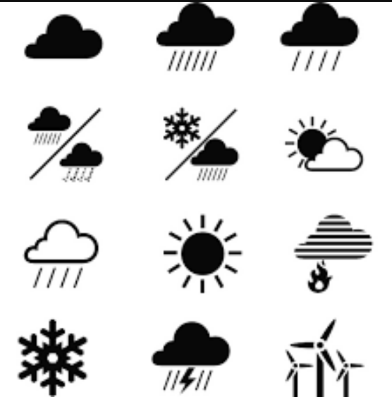 Black and white weather icons