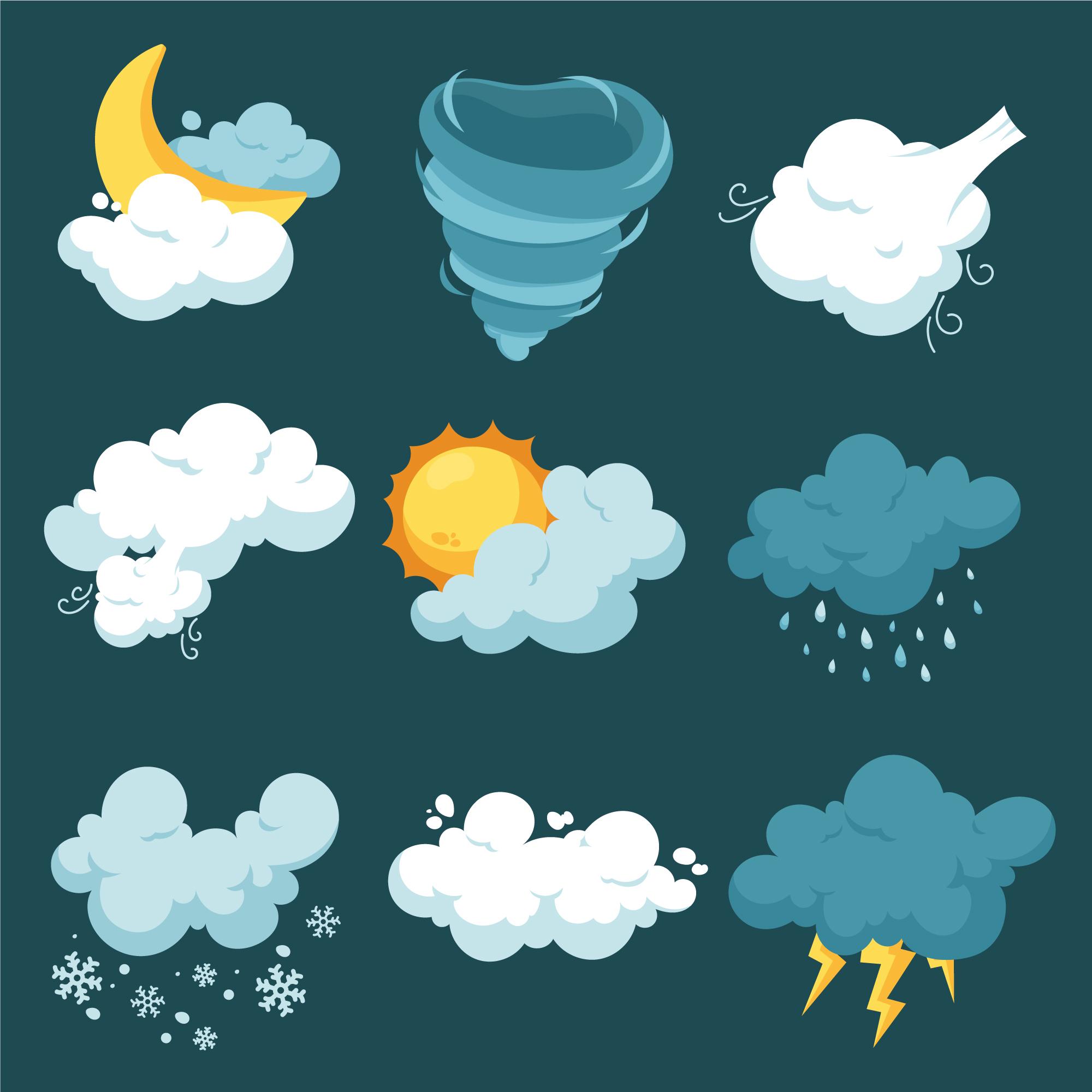 A picture showing different types of weather