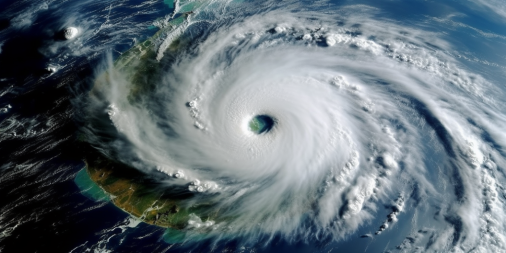 Satellite view of a hurricane